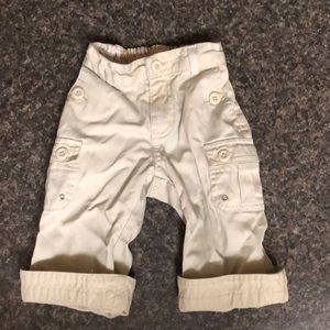 Floral lined tan pants